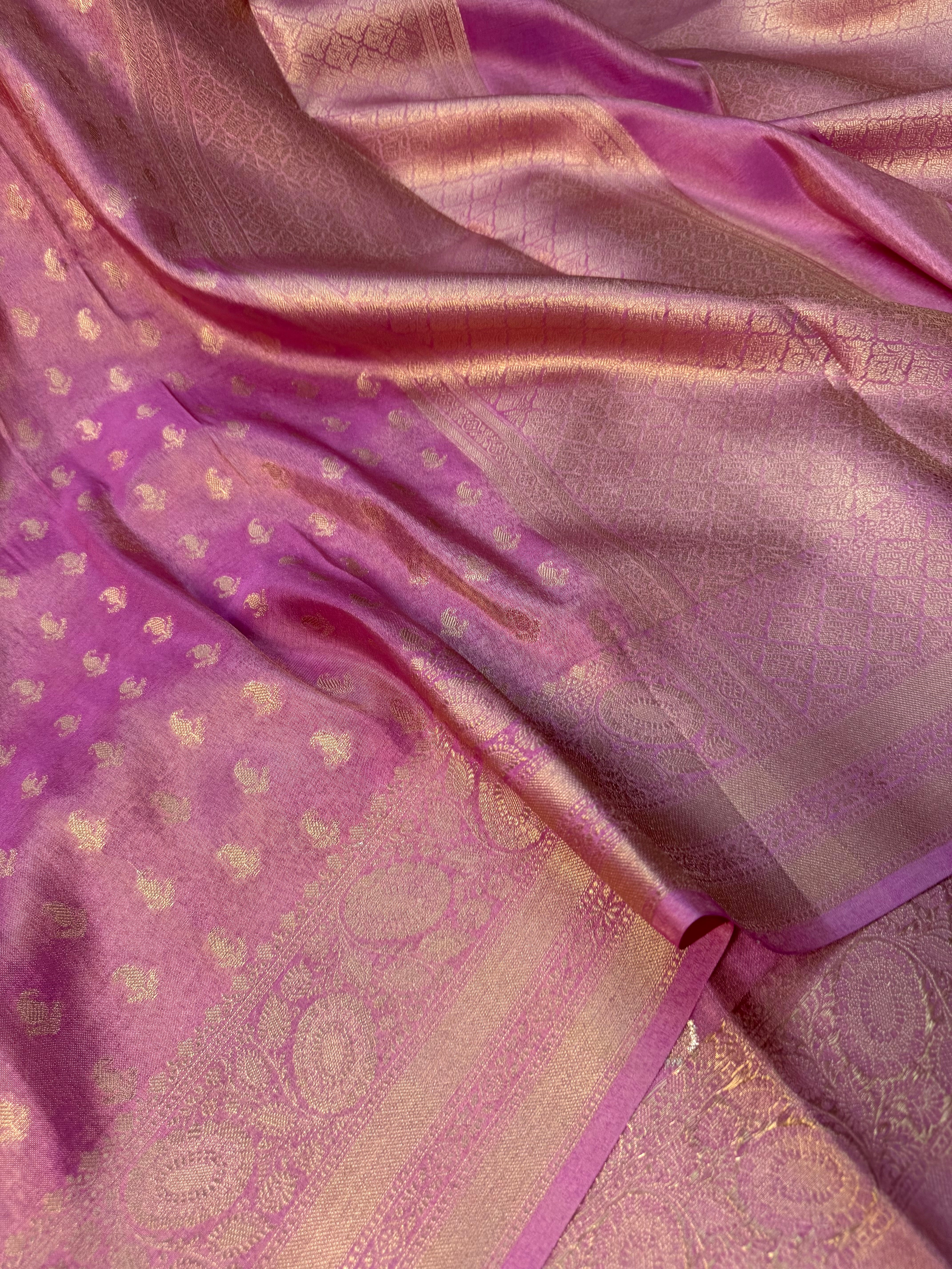 Barbie Pink Breathable Soft Tissue Banarasi Saree - Image 2