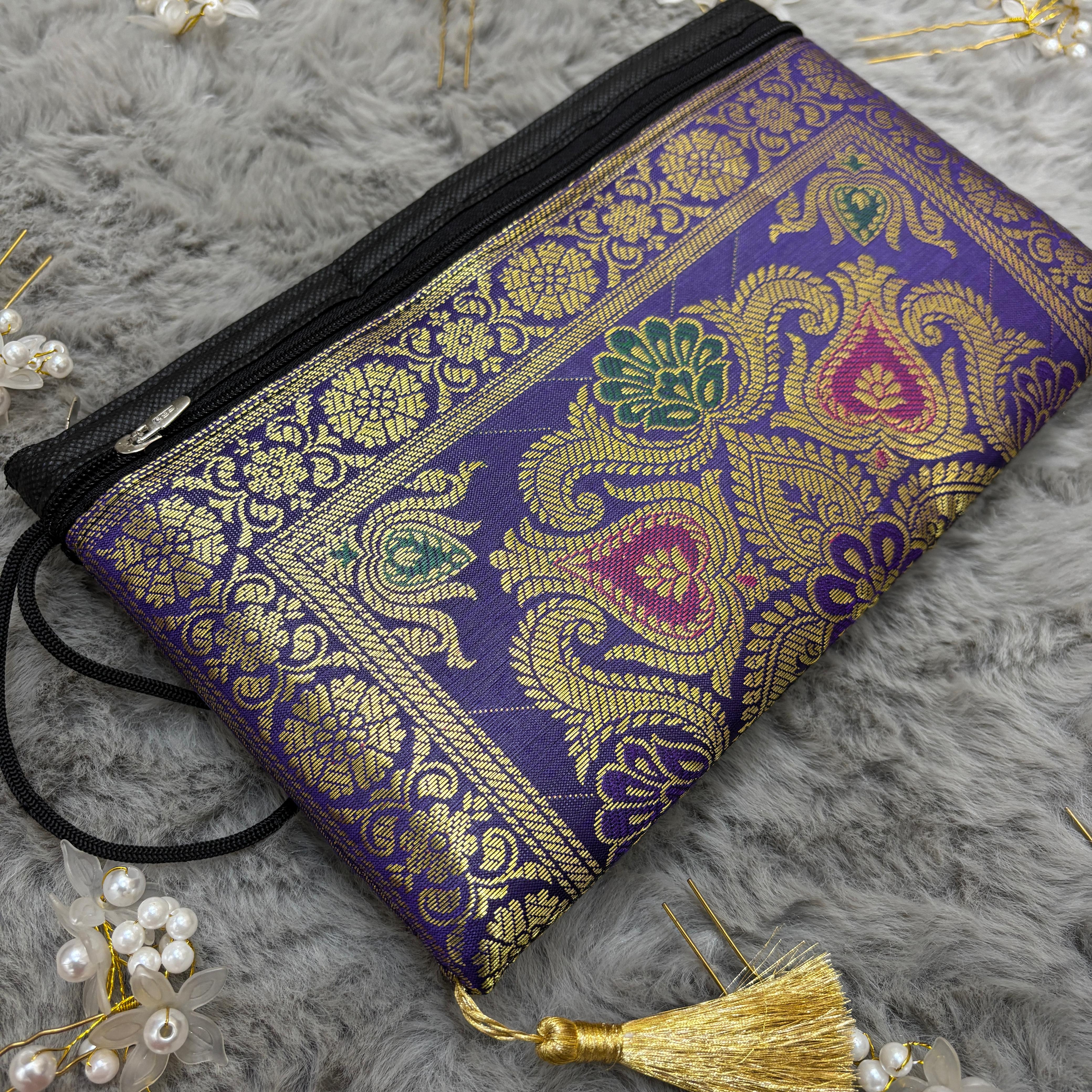 Exclusive Purple Handmade Banarasi Women Wallets - Image 2