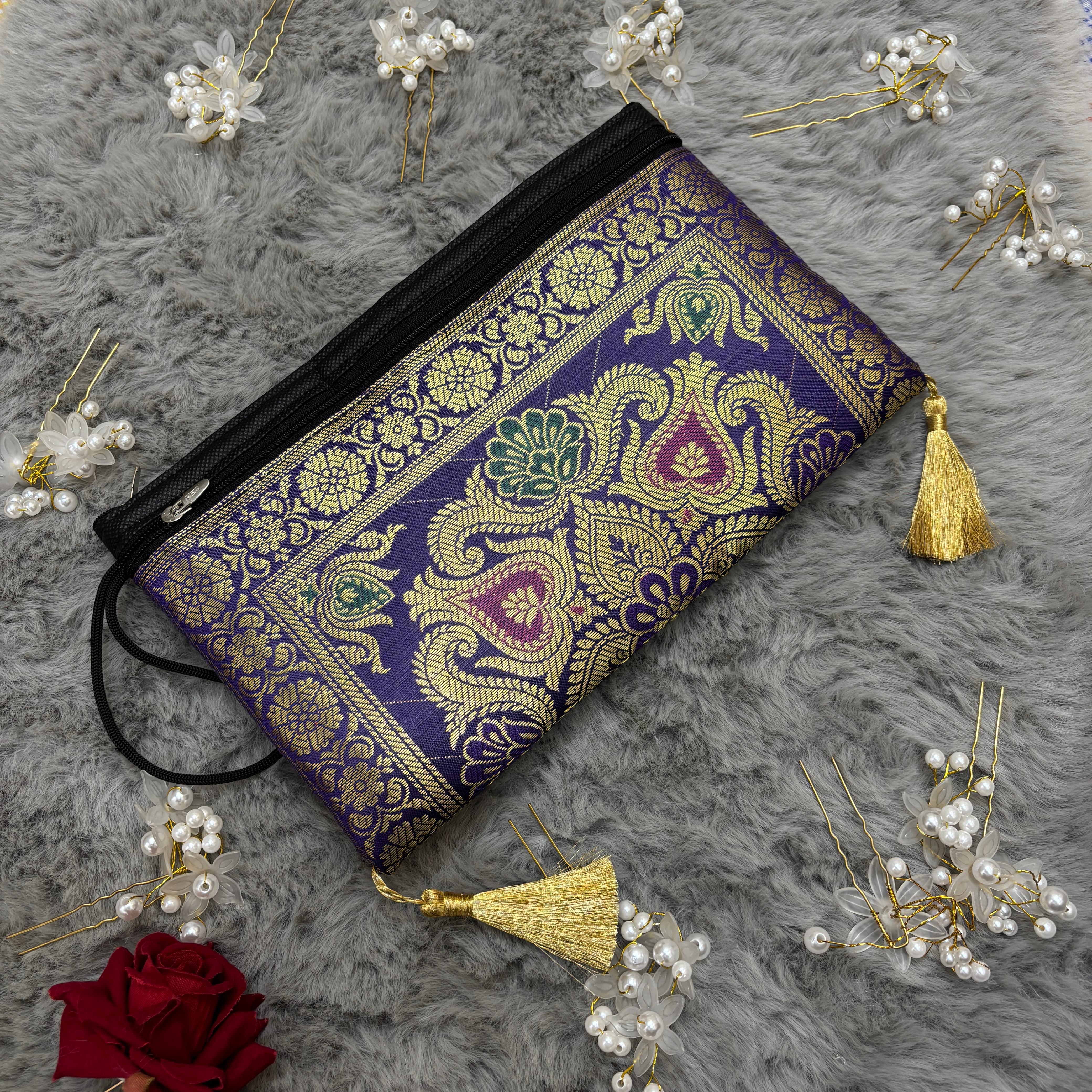 Exclusive Purple Handmade Banarasi Women Wallets - Image 3