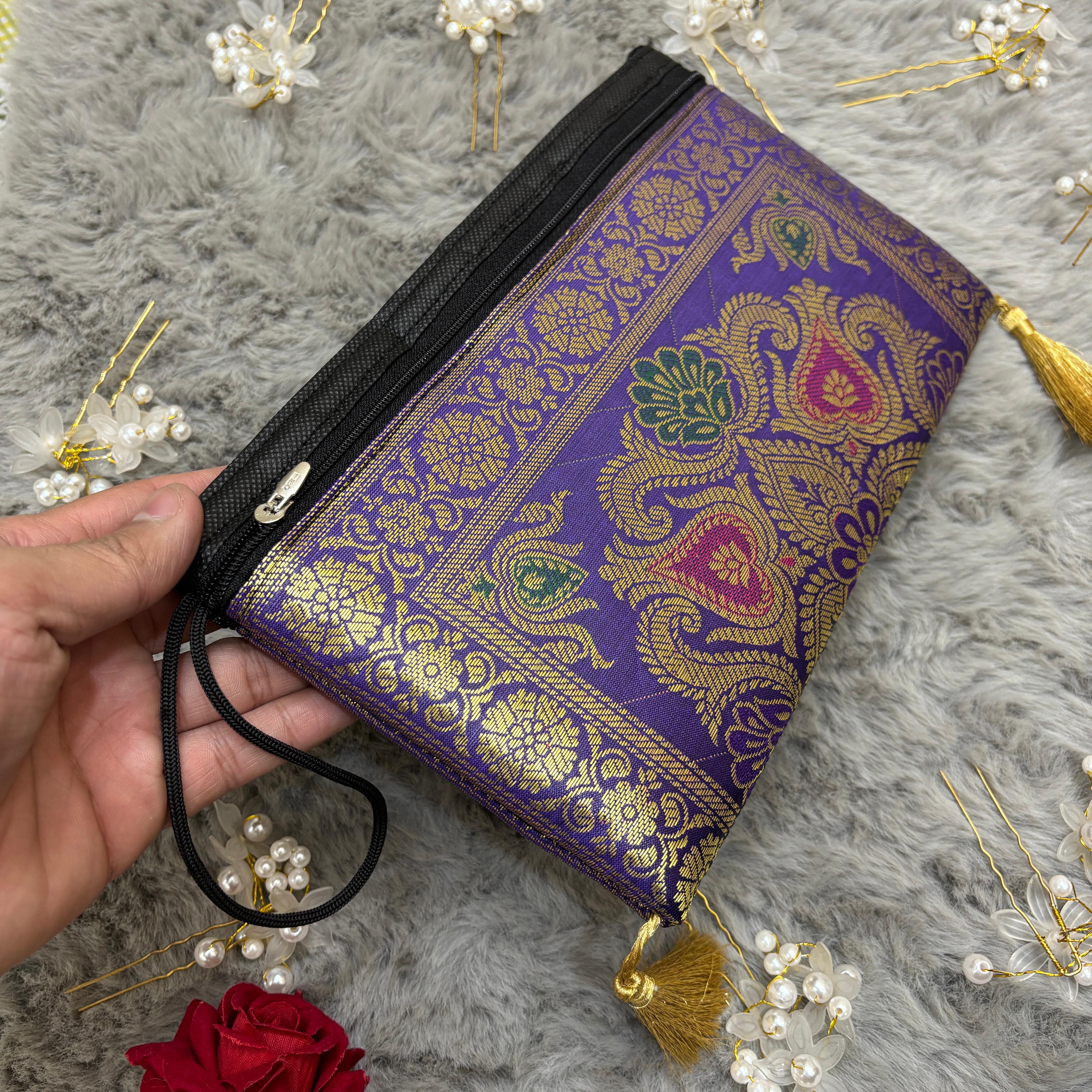 Exclusive Purple Handmade Banarasi Women Wallets - Image 4