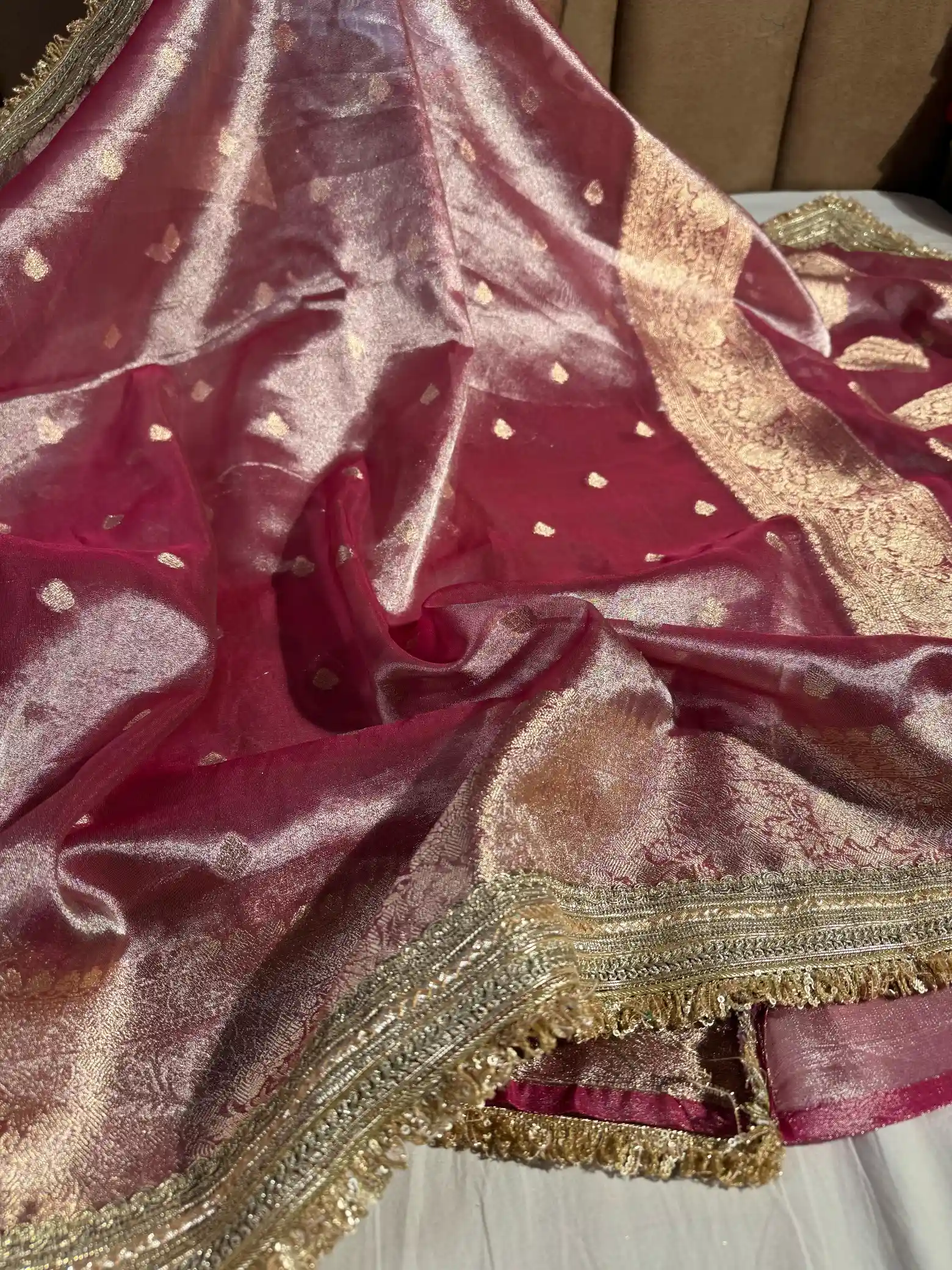 Excusite Tissue Silk Saree with Heeramandi Lace - Image 2