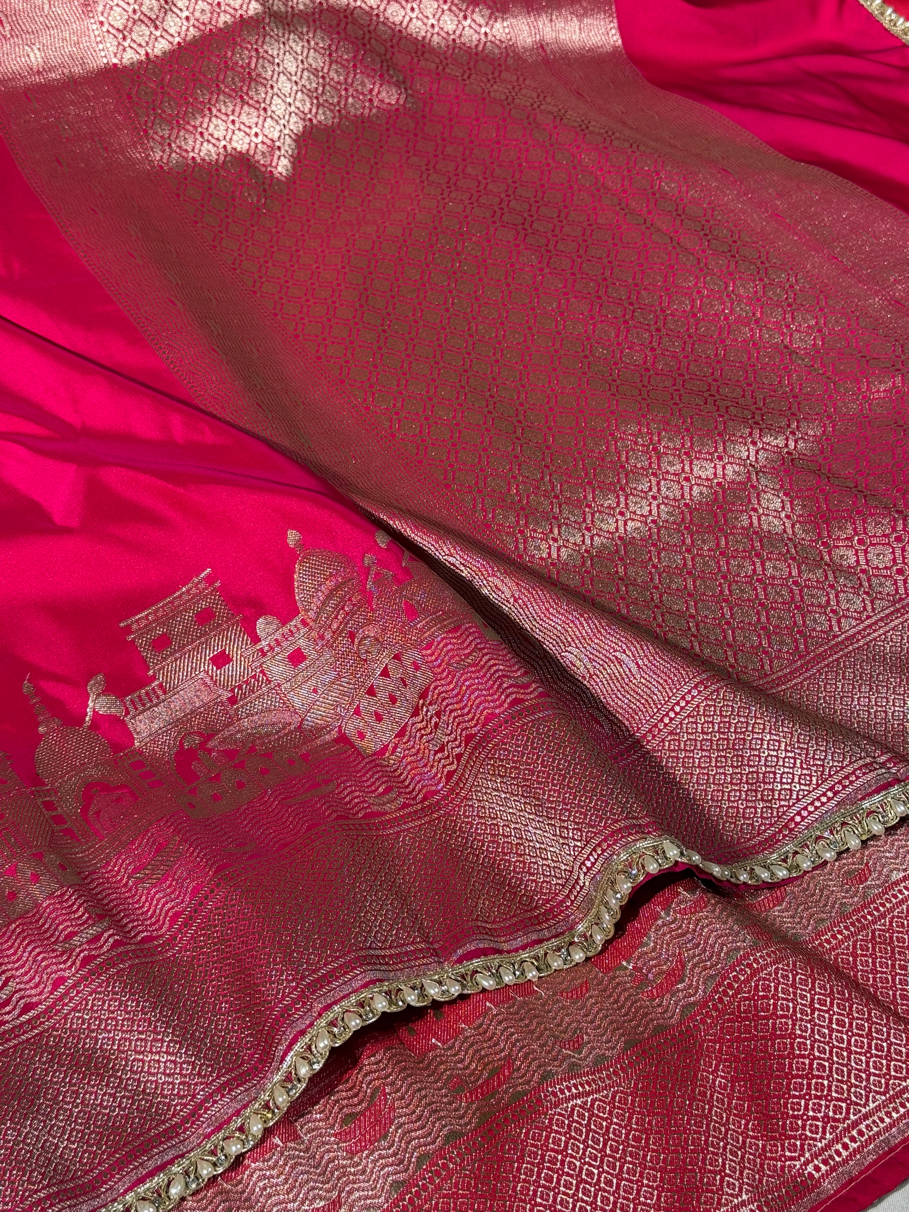 Ghats Of Banaras Rani Pink Mashru Katan Silk Saree - Image 2