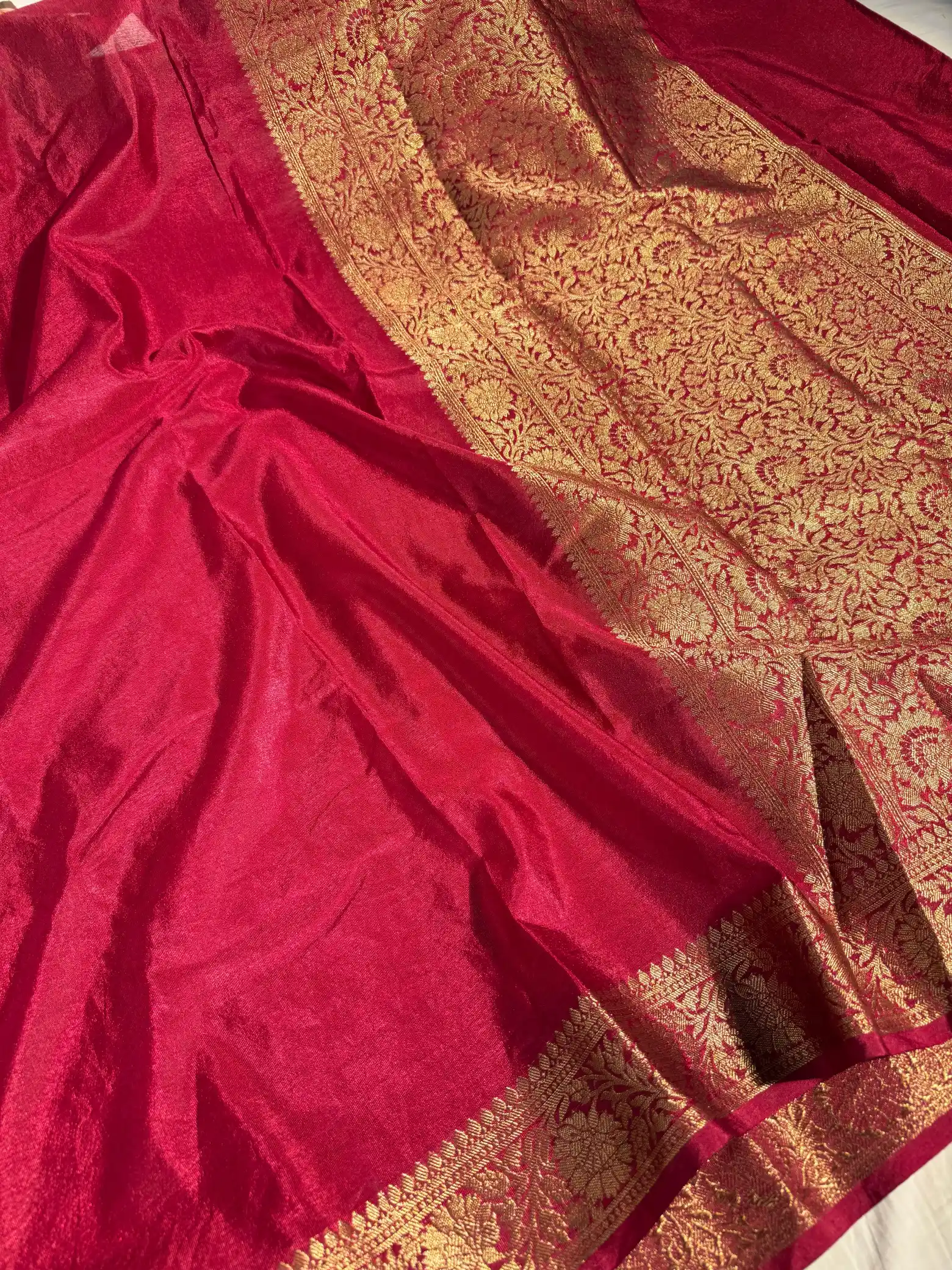 Light Maroon Mysore Silk Banarasi Saree - Image 2