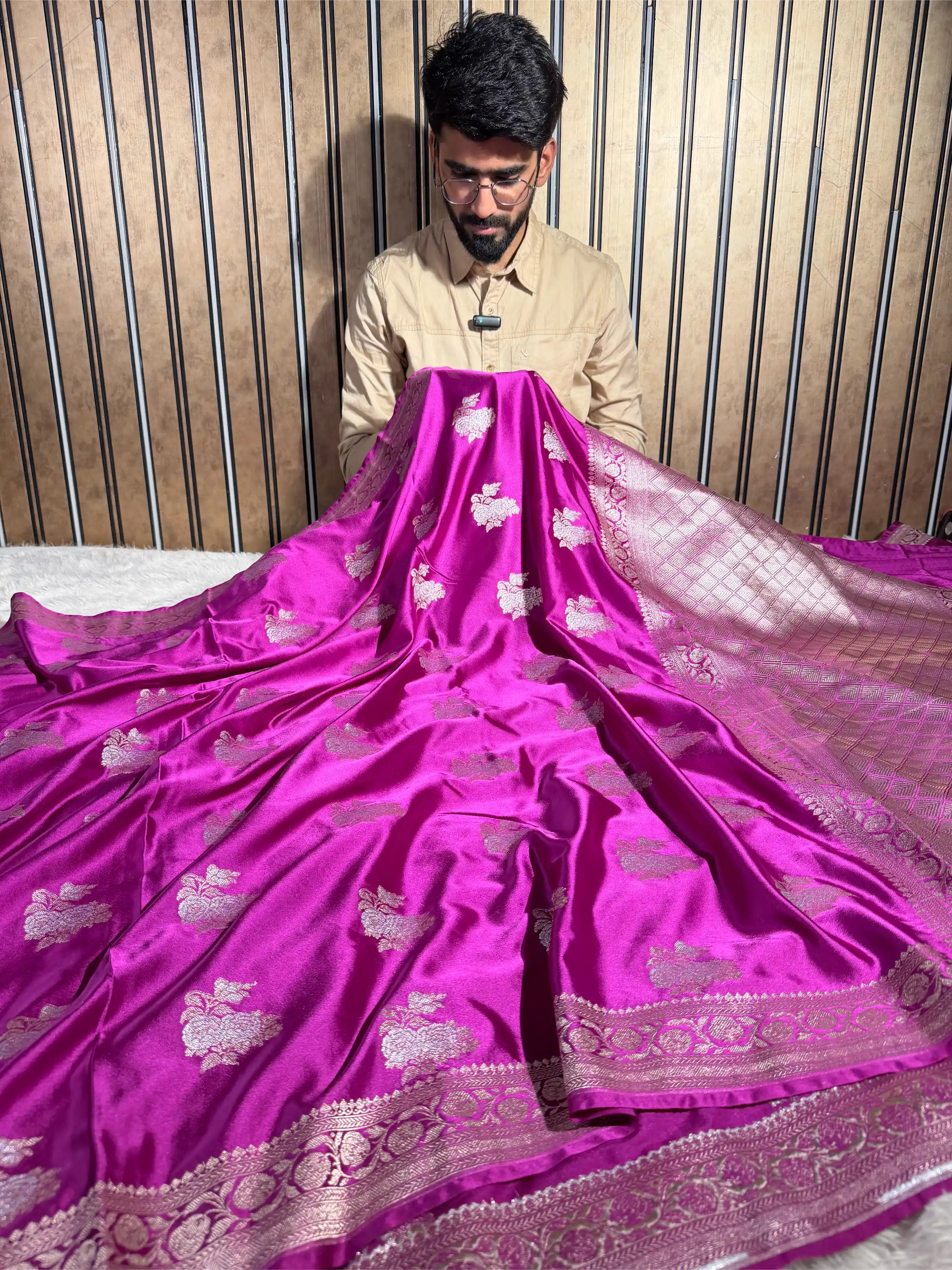 Light Purple Mashru Katan Silk Eccentric Banarasi Saree