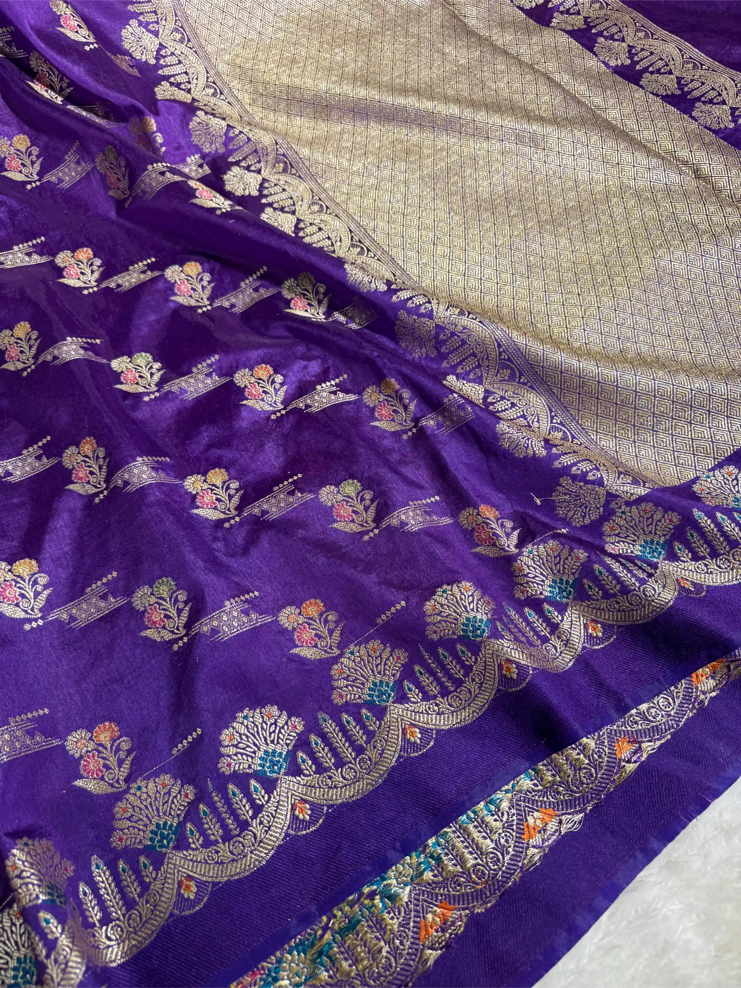 Light Purple Tilfi Meena Warm Silk Banarasi Saree - Image 2