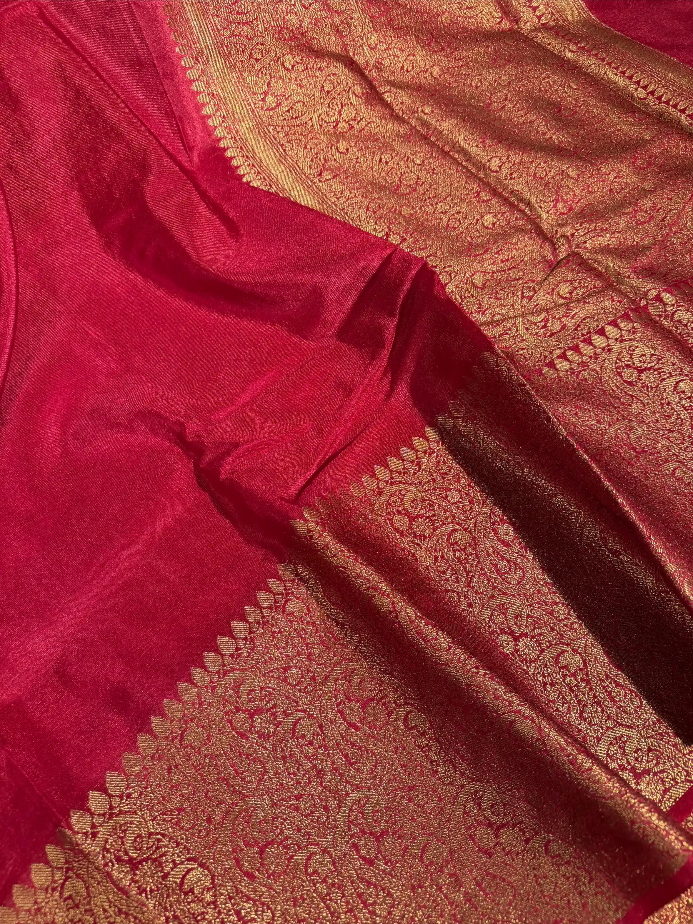 Maroon Warm Silk Banarasi KatBandh Saree - Image 4