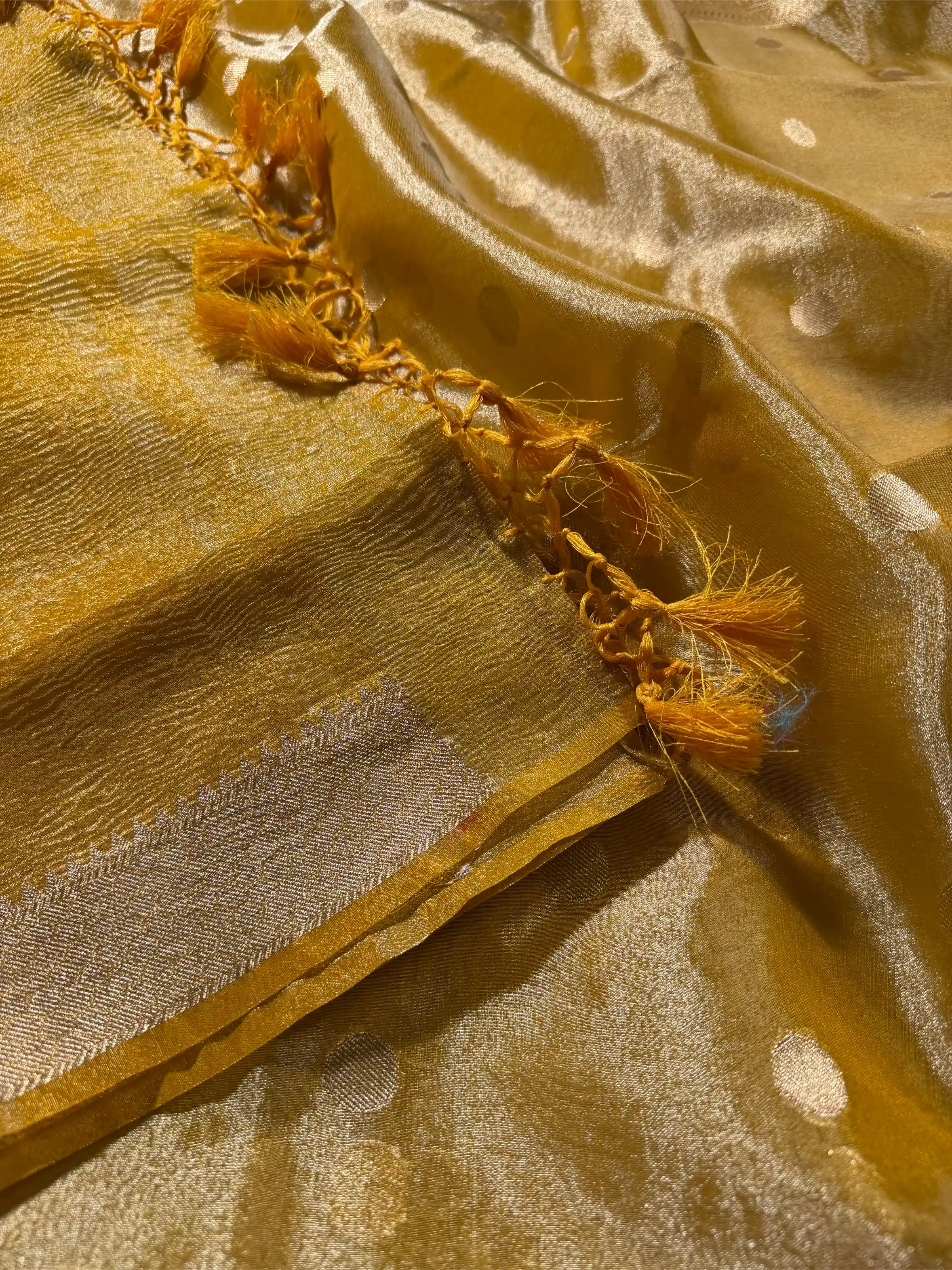 Metallic Yellow Kora Tissue Banarasi Suit - Image 2