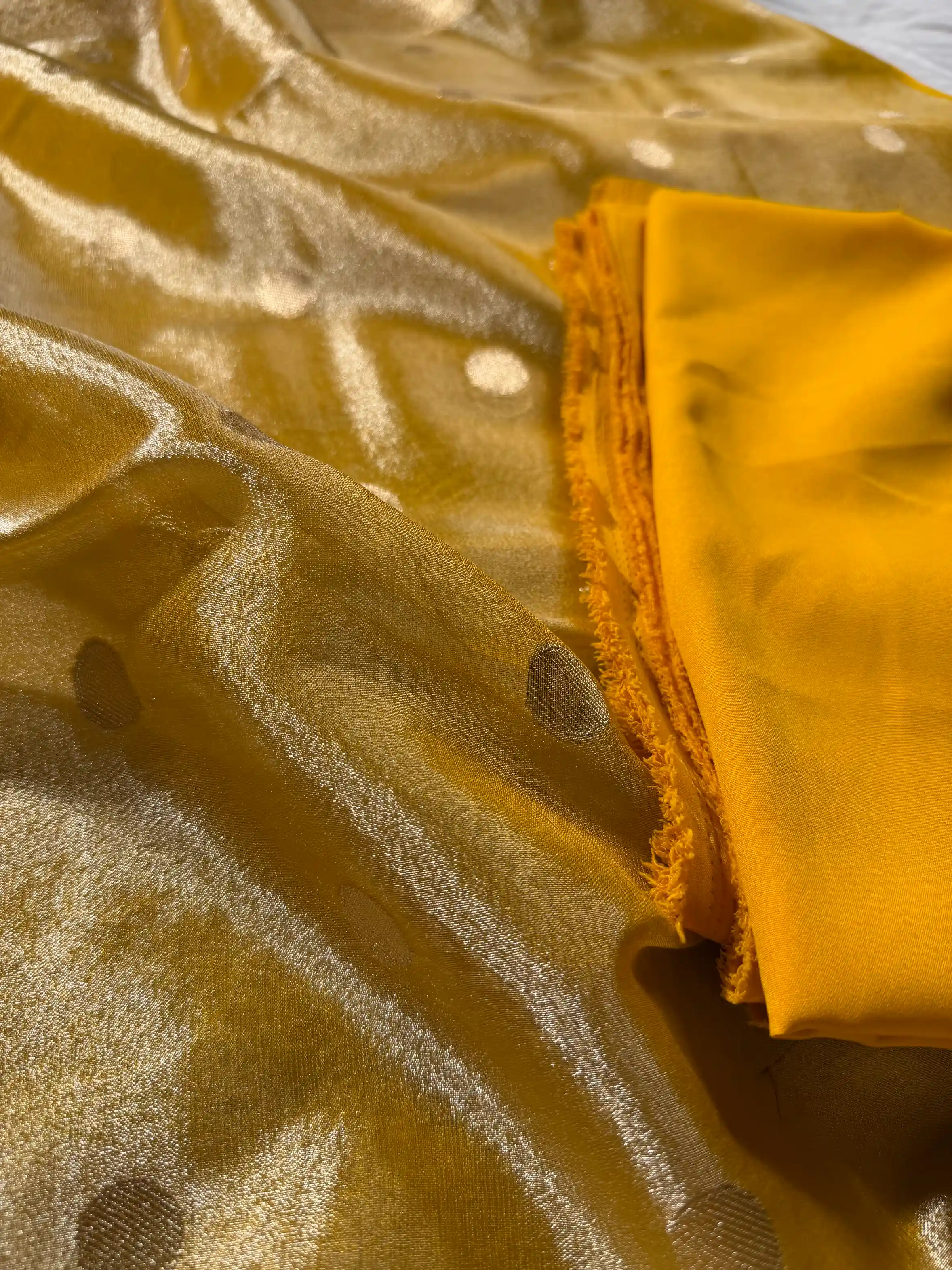 Metallic Yellow Kora Tissue Banarasi Suit - Image 3