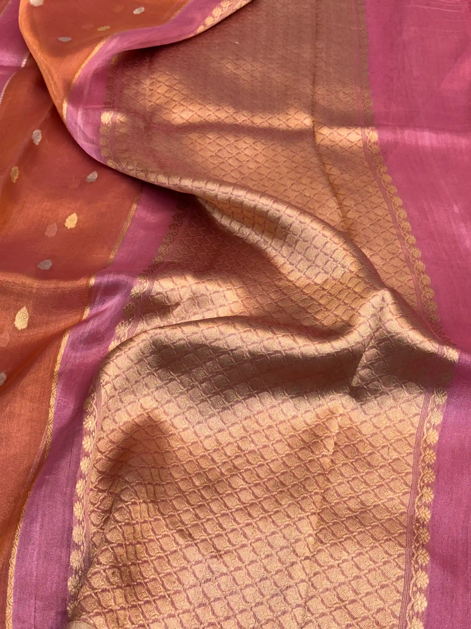 Multicoloured Handwoven Pure Tissue Silk Saree - Image 4