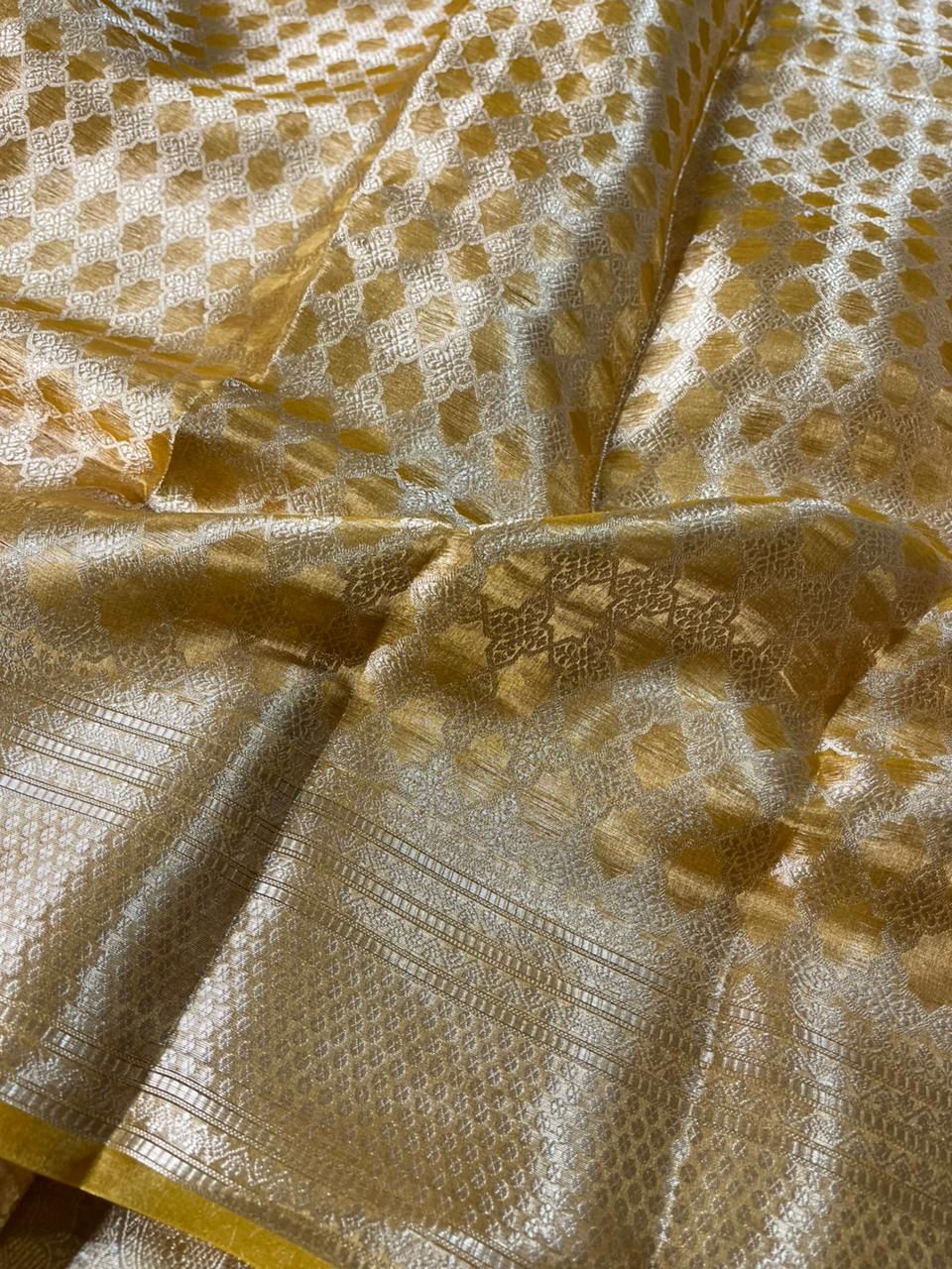 Mustard Colour Pure Banarasi Tissue Silk Banarasi Saree - Image 5