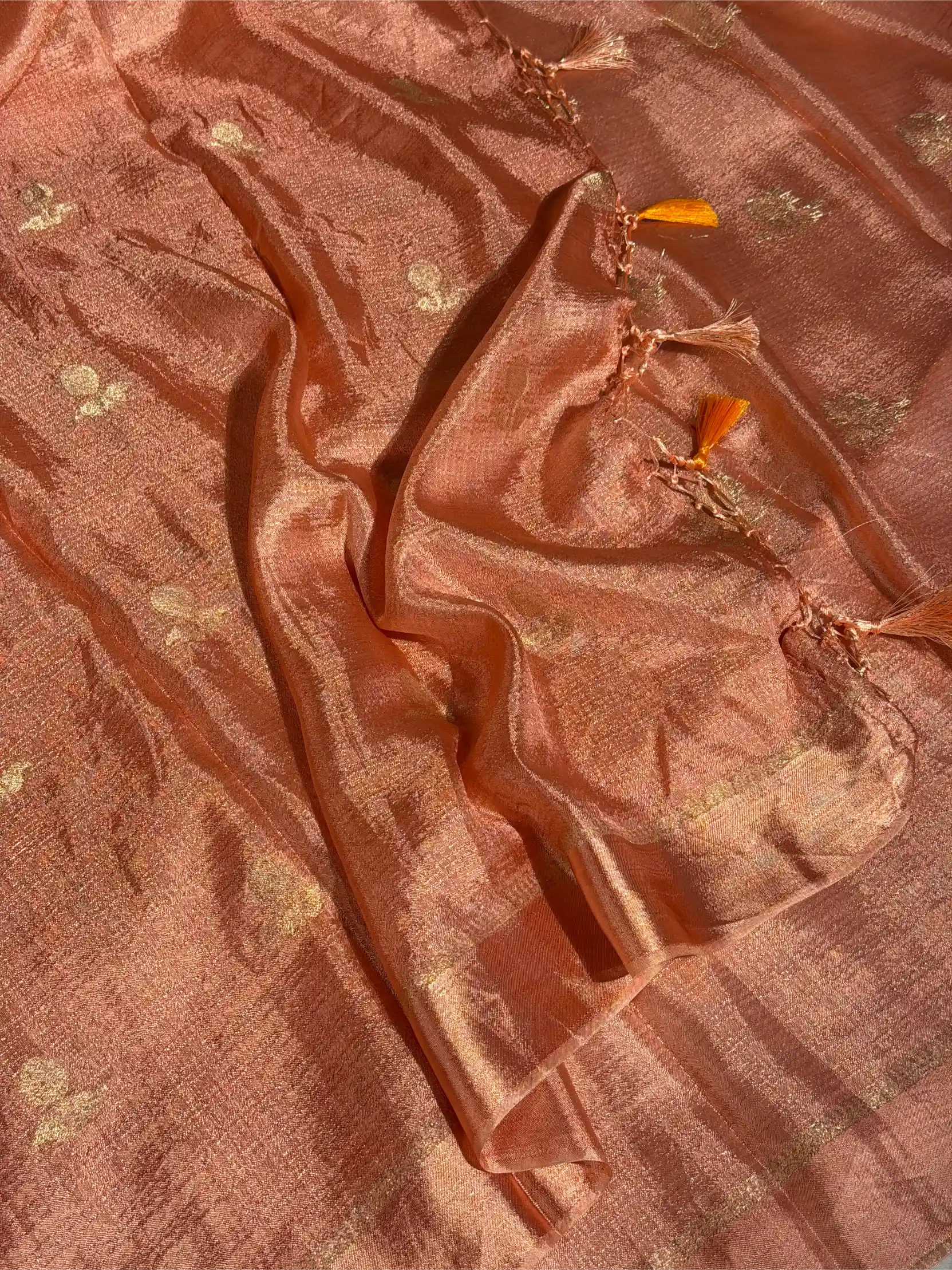 Peach Extremely Soft Georgette Silk Banarasi Saree - Image 2
