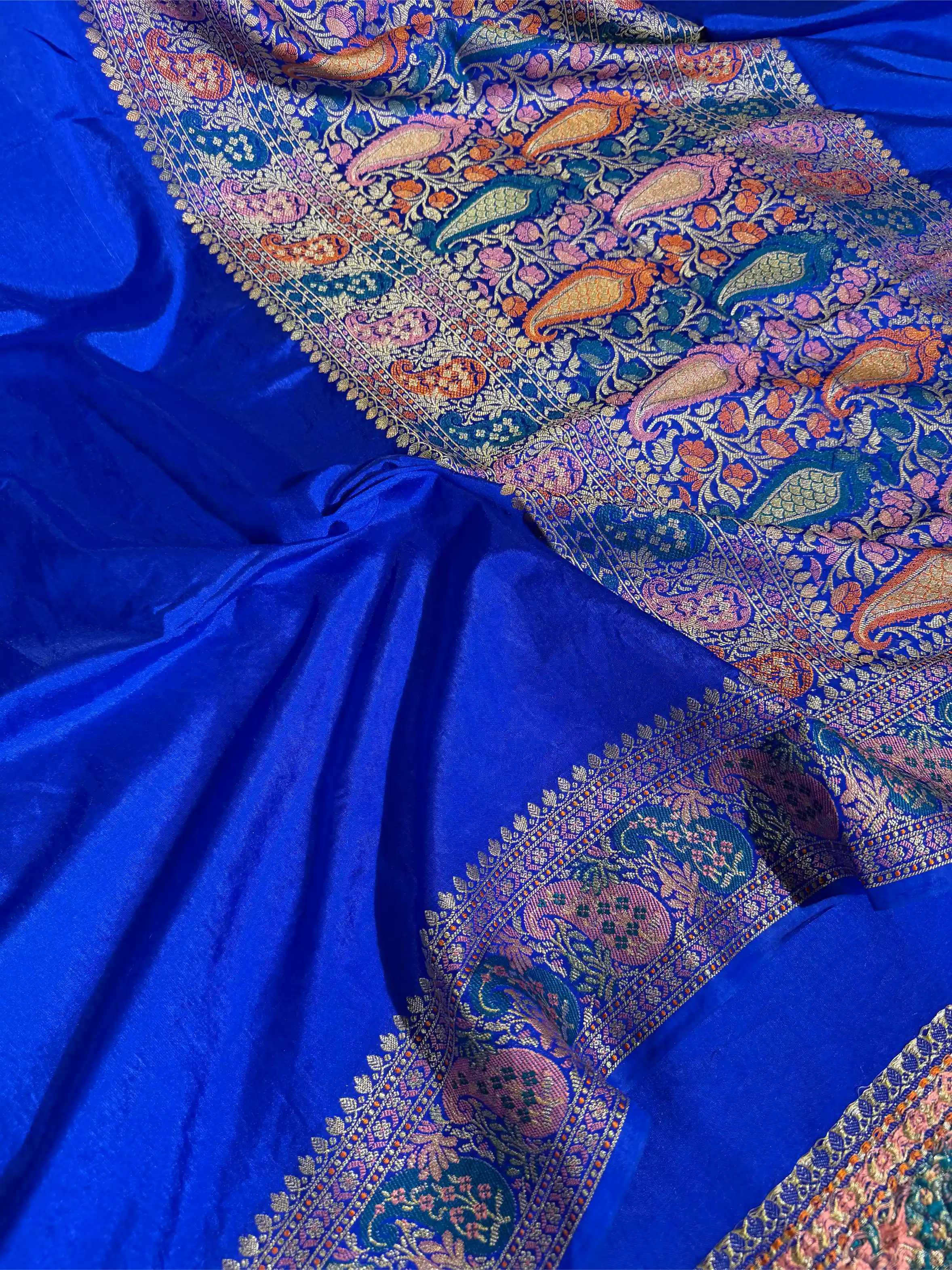 Royal Blue Tilfi Meenakari Warm Silk Banarasi Saree - Image 2