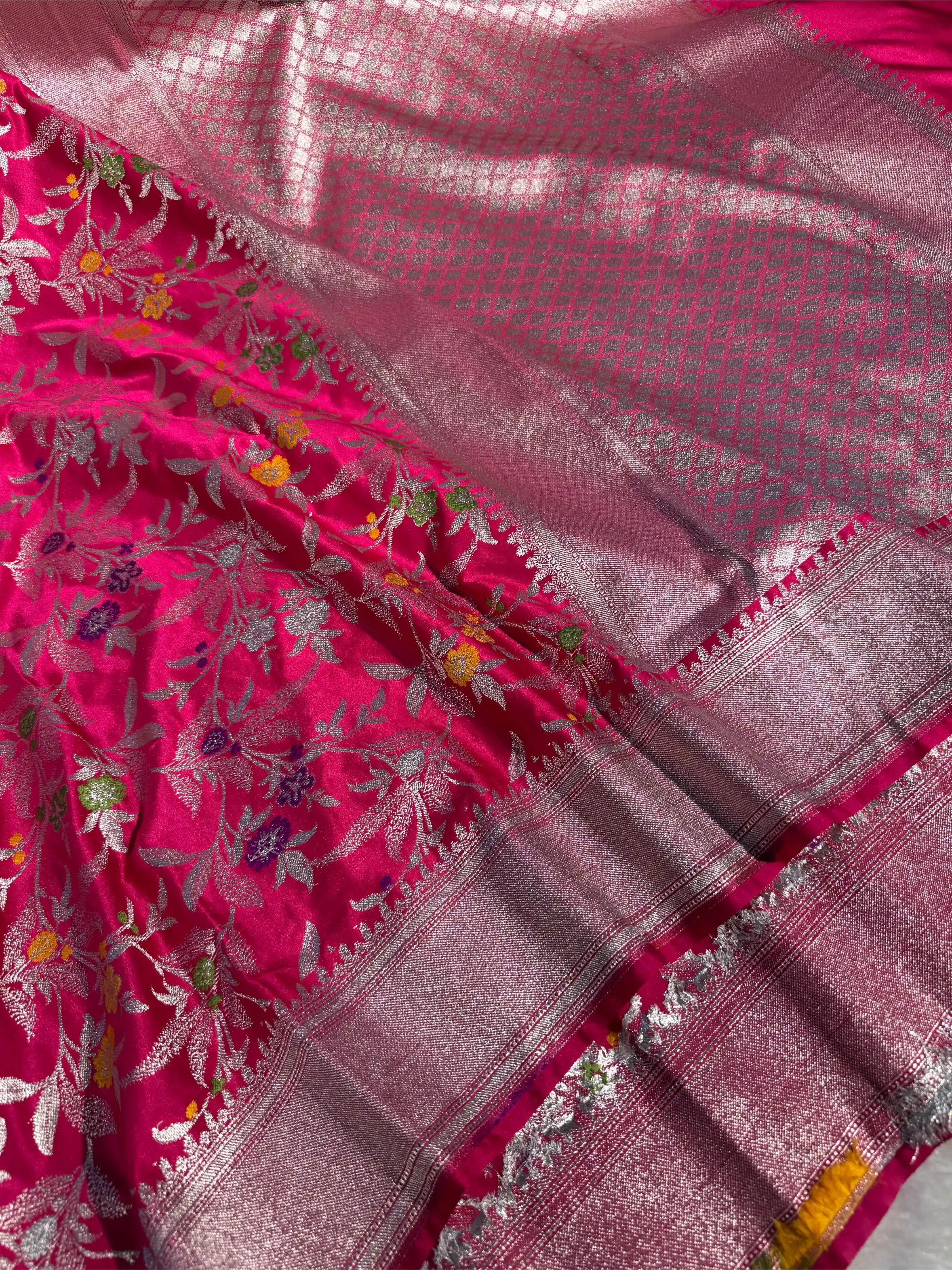 Rani Pink Mashru Katan Silk Meenakari Intricate Weave Banarasi Saree - Image 2