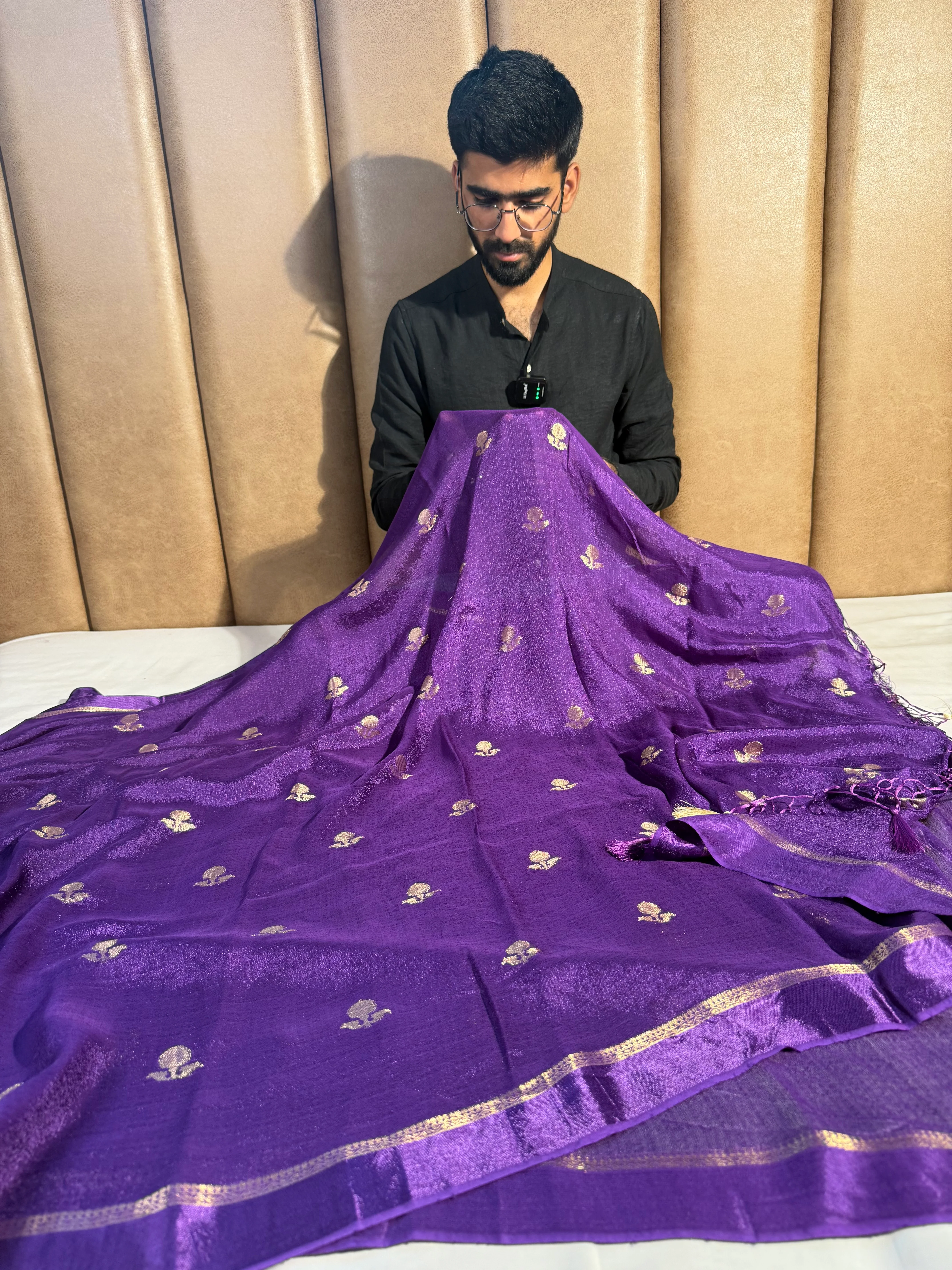 Bright Purple Premium Viscose Georgette Banarasi Saree