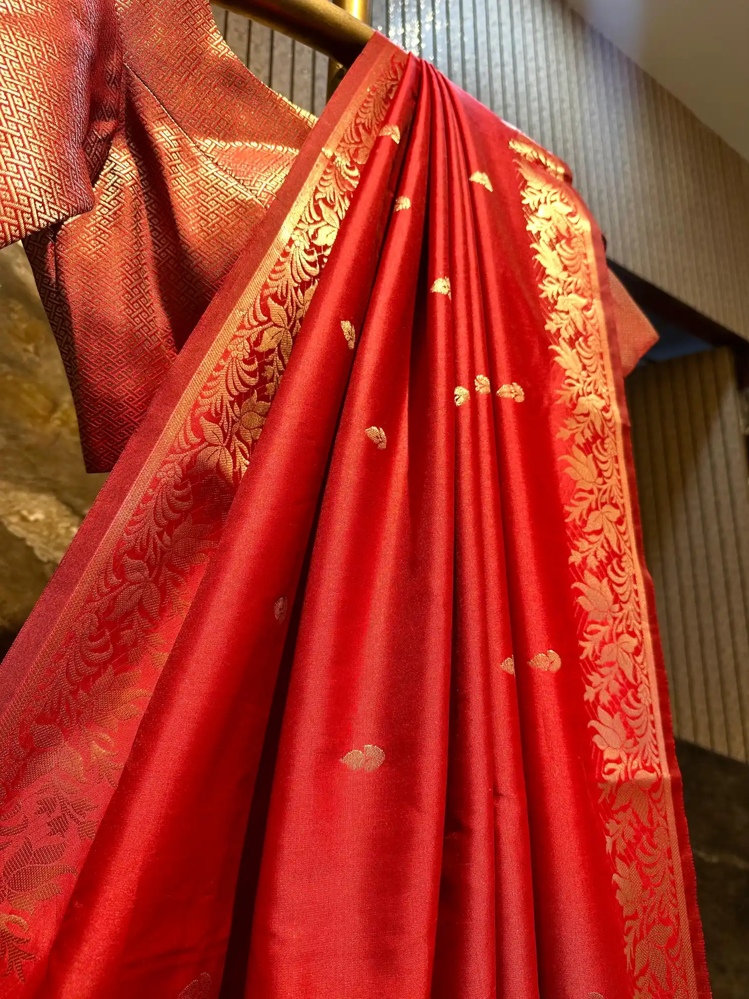 Ready To Wear Maroon Semi Katan Silk Saree - Image 2