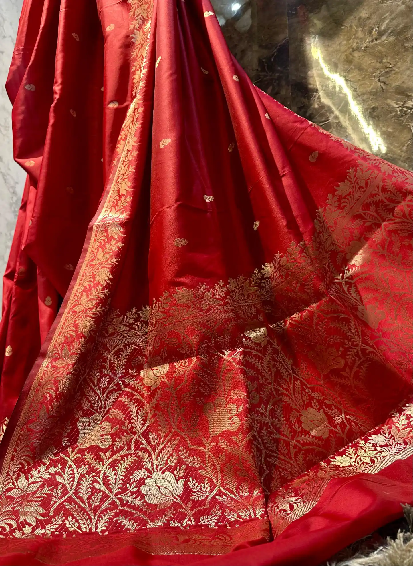 Ready To Wear Maroon Semi Katan Silk Saree - Image 3