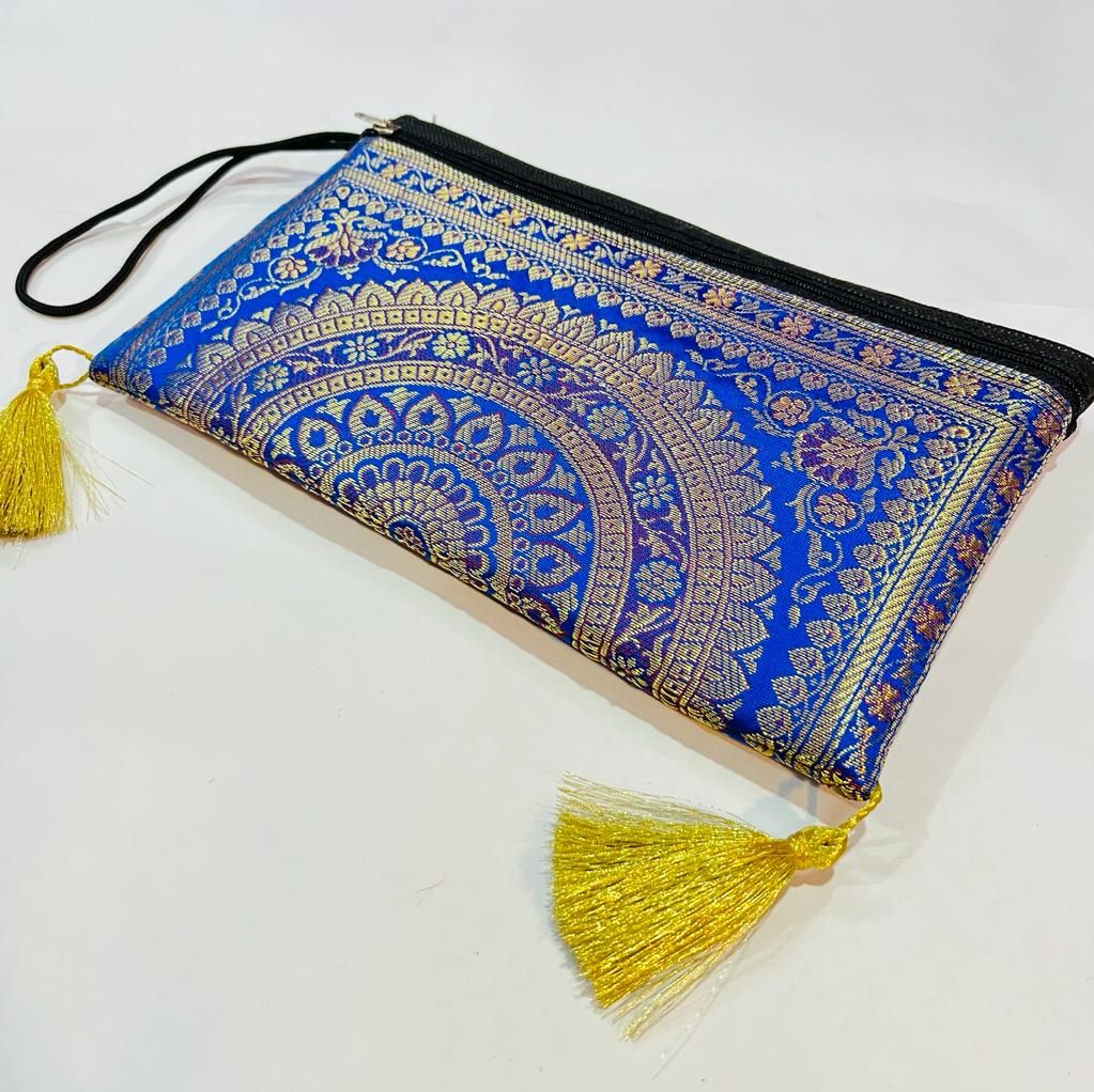 Blue Exclusive Handmade Banarasi Women Wallets - Image 3