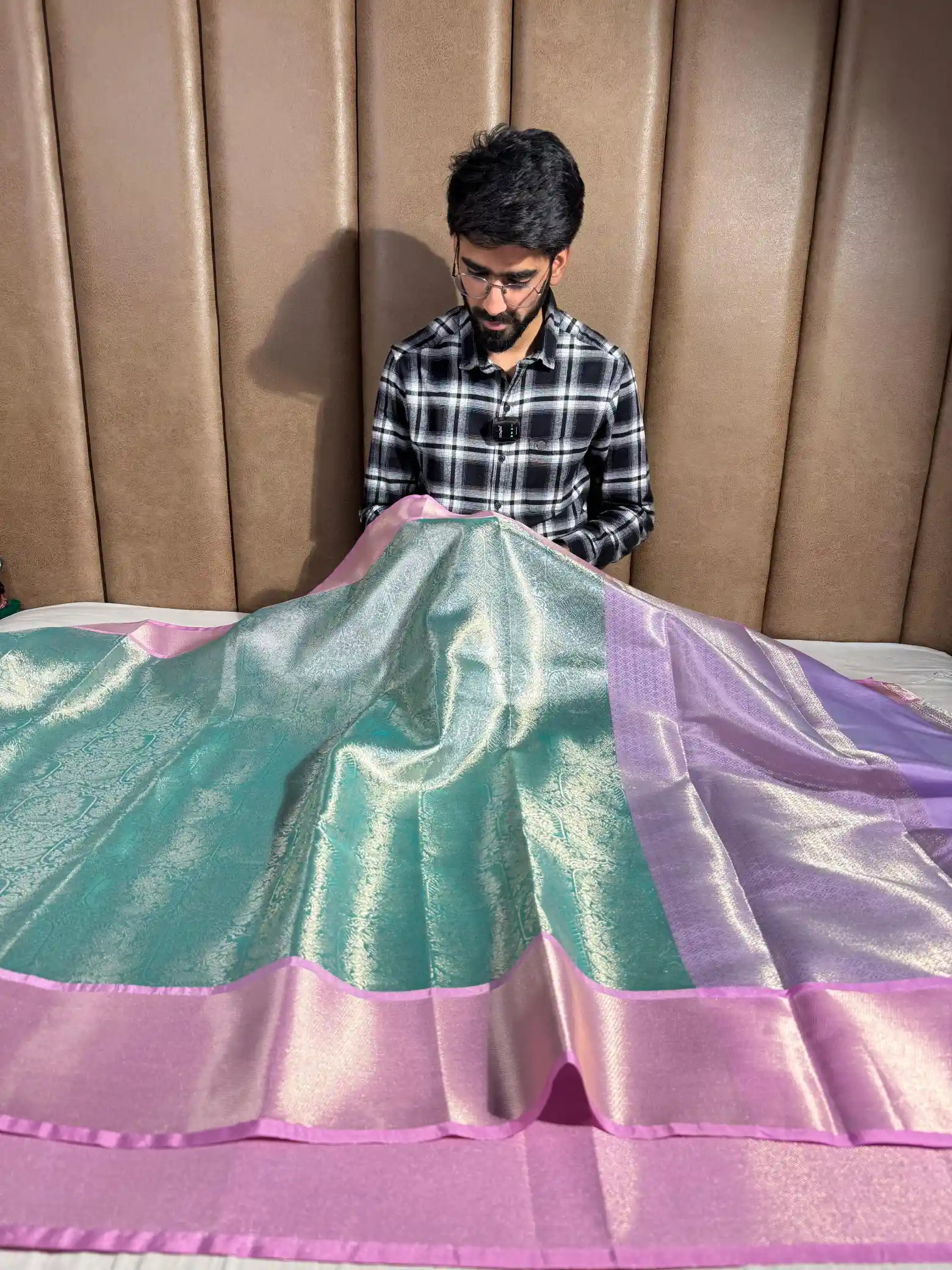 Sea Blue Soft Tissue Silk Kanjeevaram Banarasi Saree