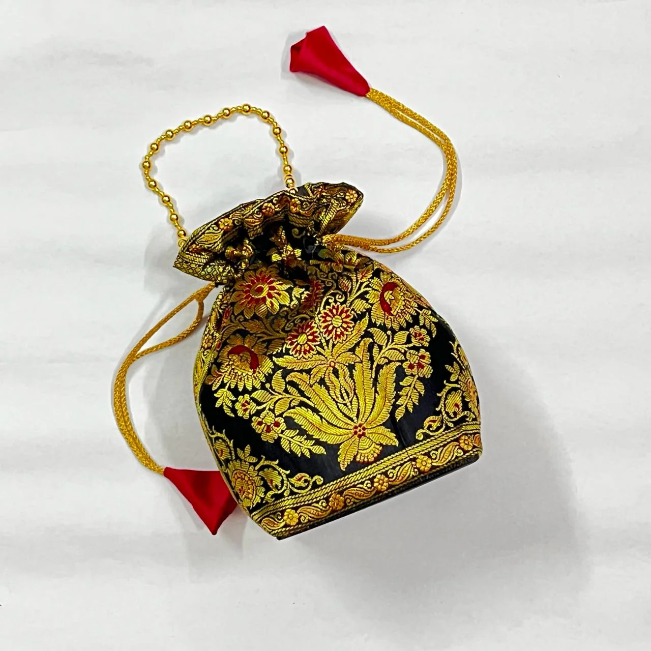 Stunning Black Color Banarasi Potli Bags - Image 3